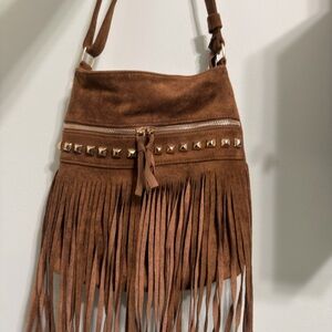 NEW Brown Fringe Suede Bag